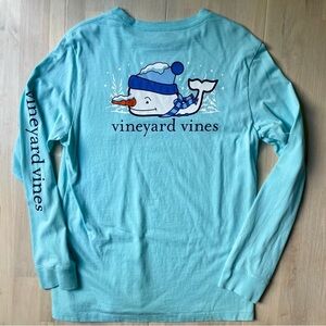 NWOT Vineyard Vines Snowman Whale Blue Long Sleeve T-Shirt Kid’s Size Large (16)